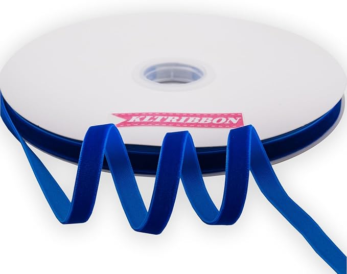 Nylon Velvet Ribbon Single Faced,3/8 Inch X 25Yards Spool (Royal Blue)