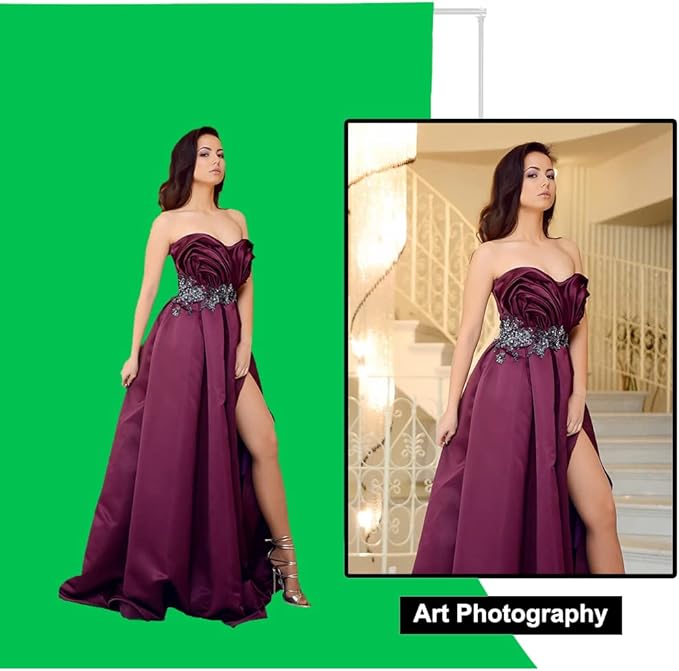 GFCC Green Screen Backdrop - 8FTX10FT Polyester Photo Backdrop for Photoshoot Greenscreen Background for Photography Video Recording Photo Background