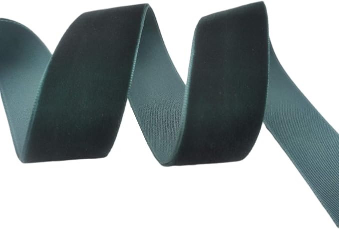 Nylon Velvet Ribbon Single Faced,1 Inch X 25Yards Spool (Dk Green)