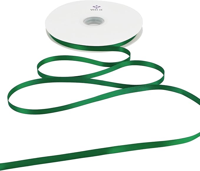 MEEDEE Dark Green Satin Ribbon - 3/8 Inch Double Faced Satin, 100 Yards for Wedding, Gift Wrapping, Crafts & Card Making