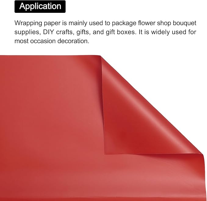 MECCANIXITY Pearlescent Film Flower Wrapping Paper 22.8x22.8 Inch Waterproof for DIY Crafts, Gift/Gift Box Packaging China Red Pack of 20
