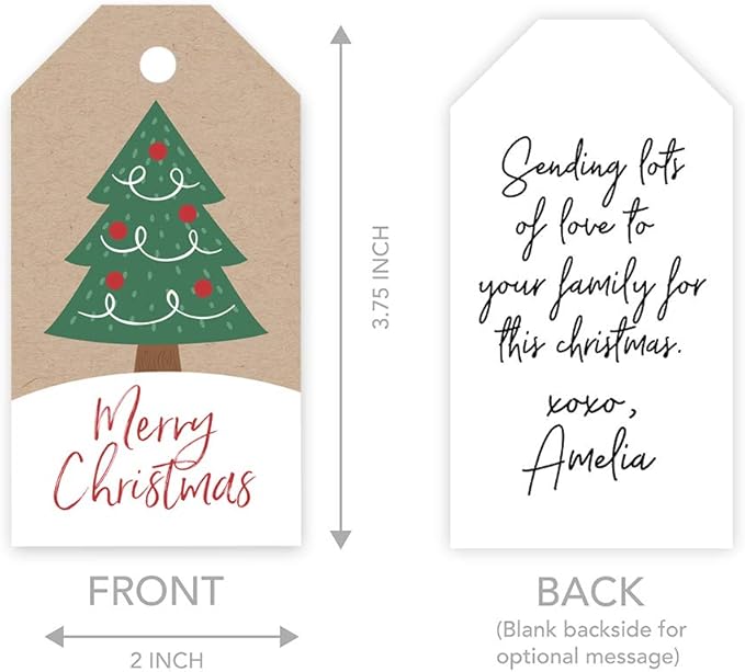 Andaz Press Christmas Holiday Season Classic Gift Tags, Merry Christmas to from Classic Favor Tags, Christmas Tree Design, for Holiday Events, Parties, and Favors, 60-Pack