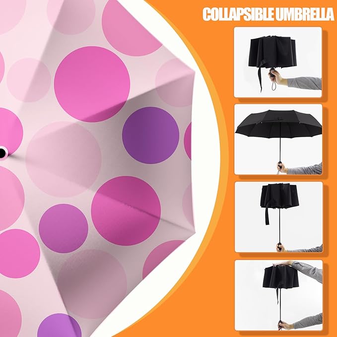 Small Compact Travel Automatic Folding Umbrella for Women, Portable Lightweight, Rain, Wind, UV Sun Shade