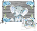 AOFOTO 5x3ft Cute Baby Elephant Backdrop Baby Shower Birthday Party Decoration Banner Photography Background Sweet Watercolor Flowers Grey Wood Cartoon Animal Newborn Infant Child Photos Studio Props