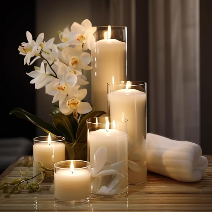 12 Pack Clear Glass Cylinder Vases for Centerpieces - Floating Candle Vases Holder - 8" Hight Perfect for Weddings and Events