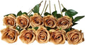 DuHouse 10pcs Fake Roses Artificial Silk Flowers Faux Rose Flower Long Stems Bouquet for Arrangement Wedding Centerpiece Party Home Kitchen Decor (Coffee)