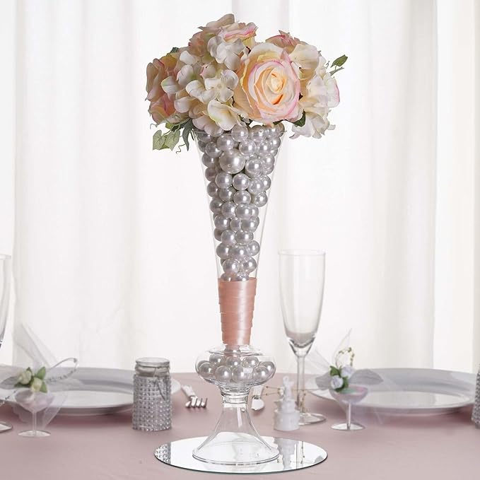 Efavormart Pack of 4-15" Reversible Crystal Ball Trumpet Glass Vase