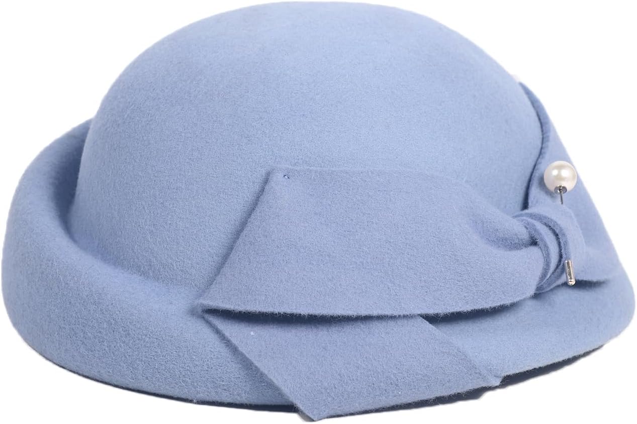 Women Wool Felt Ribbon French Fashion Vintage Millinery Beret Hats Top Cap Ladies Party Wedding Fedoras Chapeau