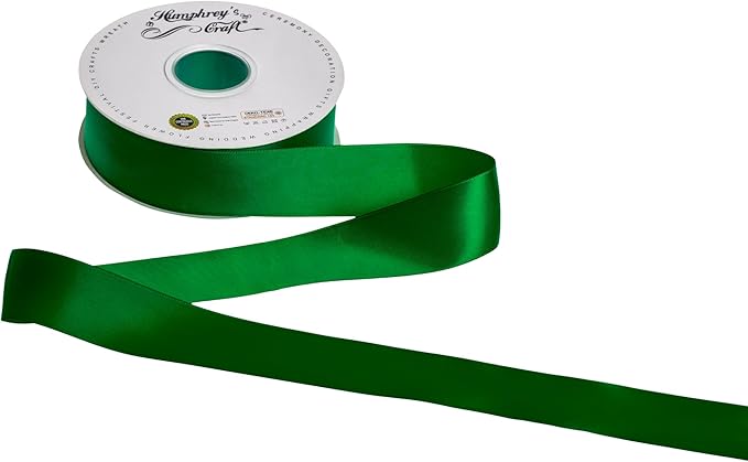 Humphrey's Craft 1-1/2 Inch Double Faced Satin Ribbon - Continuous 50 Yards Fern Green Thick Satin Ribbon for Crafts, Gifts Wrapping, Decoration Christmas Tree, DIY Bows, Sewing.