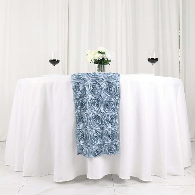 Efavormart Wonderland Rosette Premium Table Runners for Weddings Party Banquets Decor Fit Rectangle and Round Table - Dusty Blue