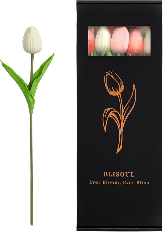 Real Touch Artificial Tulips, 20pcs Fake Tulip Flowers Stem, PU Faux Tulips 13.5” for Mother's Day, Home Decor, Wedding, Easter Valentine's Gift, Table Centerpiece, Floral Arrangements, Yellow