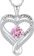 Jewelry for Women Wife Infinity Heart Birthstone I Love You Necklace S925 Anniversary Women Necklaces for Her Wife Birthday Gift Ideas, Birthday Present for Girlfriend Mom Daughter Sterling Silver