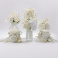 Meldel Set of 6 Wedding Flowers Fake Rose Mini Bridesmaid Bride Bouquets Ivory White Small Floral Wedding Centerpieces Decor Artificial Flower Arrangements for Tables Home Party Decorations