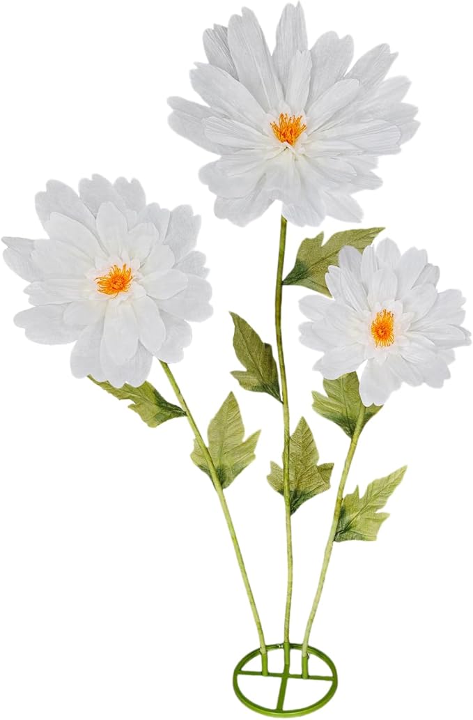 Giant Artificial Daisy Flowers for Decoration - Big Artificial Fake Daisy Large Crepe Paper Flowers for Home Decor Garden Hotel Office Photography Props Wedding Art Gallery Shop Window Display(White)