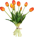 10 Pcs Fake Tulips Tulips Artificial Flowers Real Touch Fake Flowers Artificial Flower Bouquet for Home Table Party Wedding Decoration(Orange)