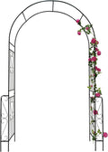 Metal Garden Arch, Assembly Garden Arbor Trellis Climbing Plants Support Rose Arch Outdoor Wedding Arch Party Events Archway (W55'' x H94.5'', Black)