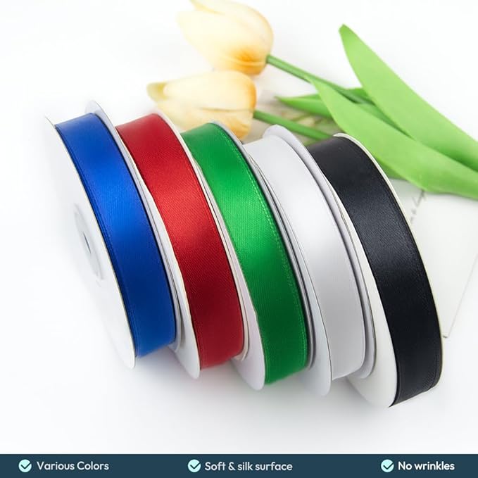 KMER LIFE 3/8" Wide x 50 Yards Baby Blue Polyester Satin Ribbon, Perfect for Wedding Decor, Crafts, Gift Wrapping & Other Projects