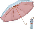 LCY Floral Edge Compact Umbrella Folding Anti-UV Parasol with Hook Handle Sunproof Rainproof & Windproof Umbrella