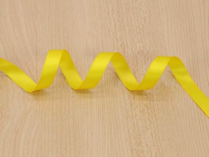 Yellow Double Faced Satin Ribbon 3/8 inch Flower Boutique Gift Wrapping Ribbon 10mm 100yards Continuous Fabric Silk Bow Ribbon for Christmas-DIY Crafts Hair Headband-Sewing-Wedding Decoration
