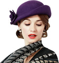 Women Wool Felt Ribbon French Fashion Vintage Millinery Beret Hats Top Cap Ladies Party Wedding Fedoras Chapeau