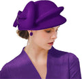 ORIDOOR Women Vintage 100% Wool Felt Flowers Bucket Cloche Bowler Hat Church Wedding Beret Hat