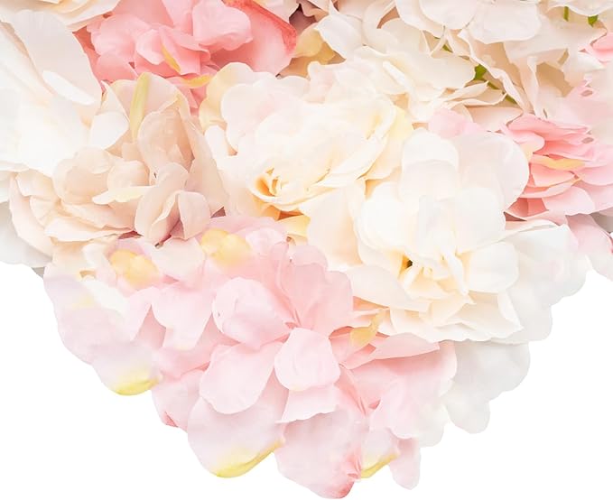12 Pcs White Flower Wall Flowers Backdrop Artificial Flower for Backdrop Flowers Decoration 3D Floral Panels for Wall Decor Home Party Wedding Room Decoration (60x40cm/White+Pink)