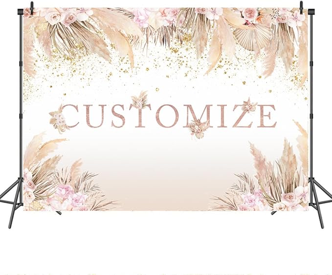 Mocsicka Boho Hello Baby Backdrop Boho Chic Pink Flowers Baby Shower Background A Sweet Little Girl is on The Way Party Cake Table Decorations Photo Booth (Customize)