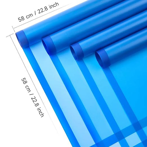 20 Sheets Blue Flower Wrapping Paper, Waterproof Floral Wrap Blue Edge Bouquet Wrapping Paper Florist Supplies (22.8 x 22.8 inch)