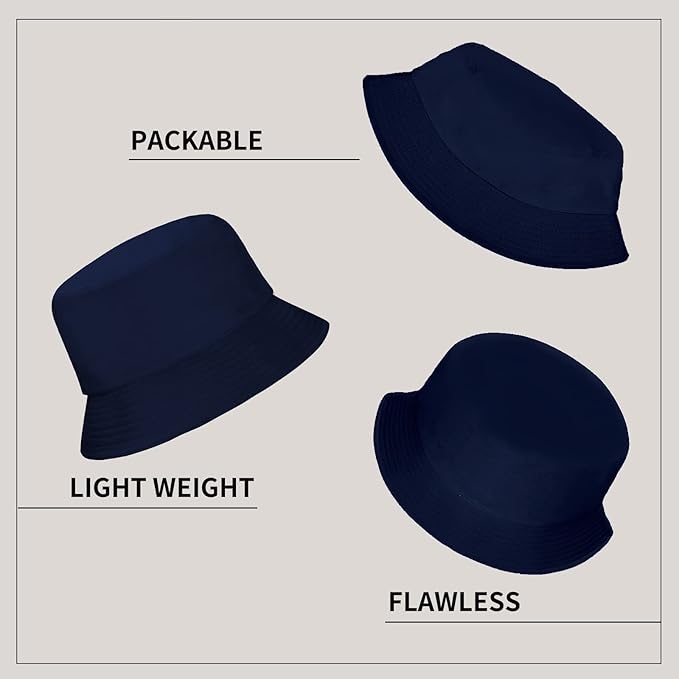 Rosoz 1 & 2 Pack Bucket Hat for Women Men Summer Travel Beach Sun Hat Outdoor Cap Unisex Bucket Hats