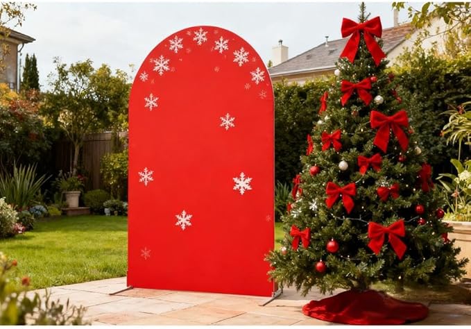 Red 7.2 FT Arch Backdrop Cover, Chiara Backdrop Covers, Red Arch Cover for Christmas Birthday Wedding Party Decoration