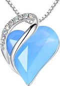 Leafael Necklaces for Women, Infinity Love Birthstone Heart Crystal Pendant, Birthday Jewelry Gifts for Her, Mom, and Wife, Silver Plated, 18 plus 2 inch Adjustable Chain