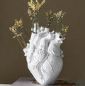Heart Vase, Gothic Anatomical Resin Flower Pot Desktop, Human Heart Organ Shape for Dried Flower Arrangement on The Dining Table、Desktop Living Room Decoration (White)