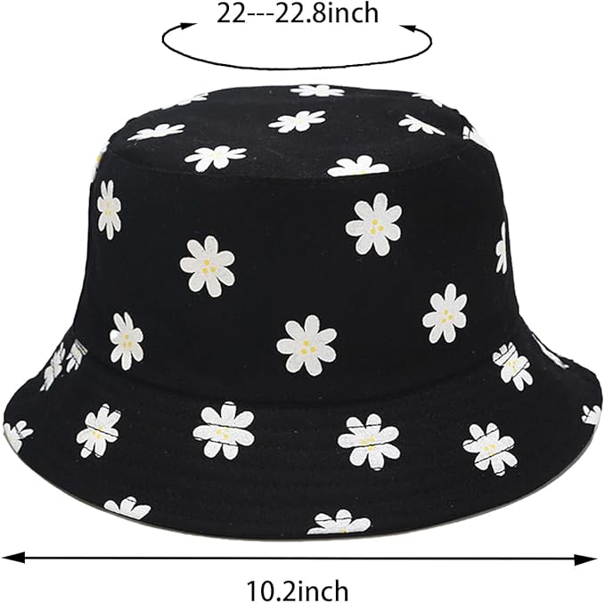 Bucket Hat for Women Men, Cotton Reversible Double Side Wear Sun Hats Beach Fisherman Hat