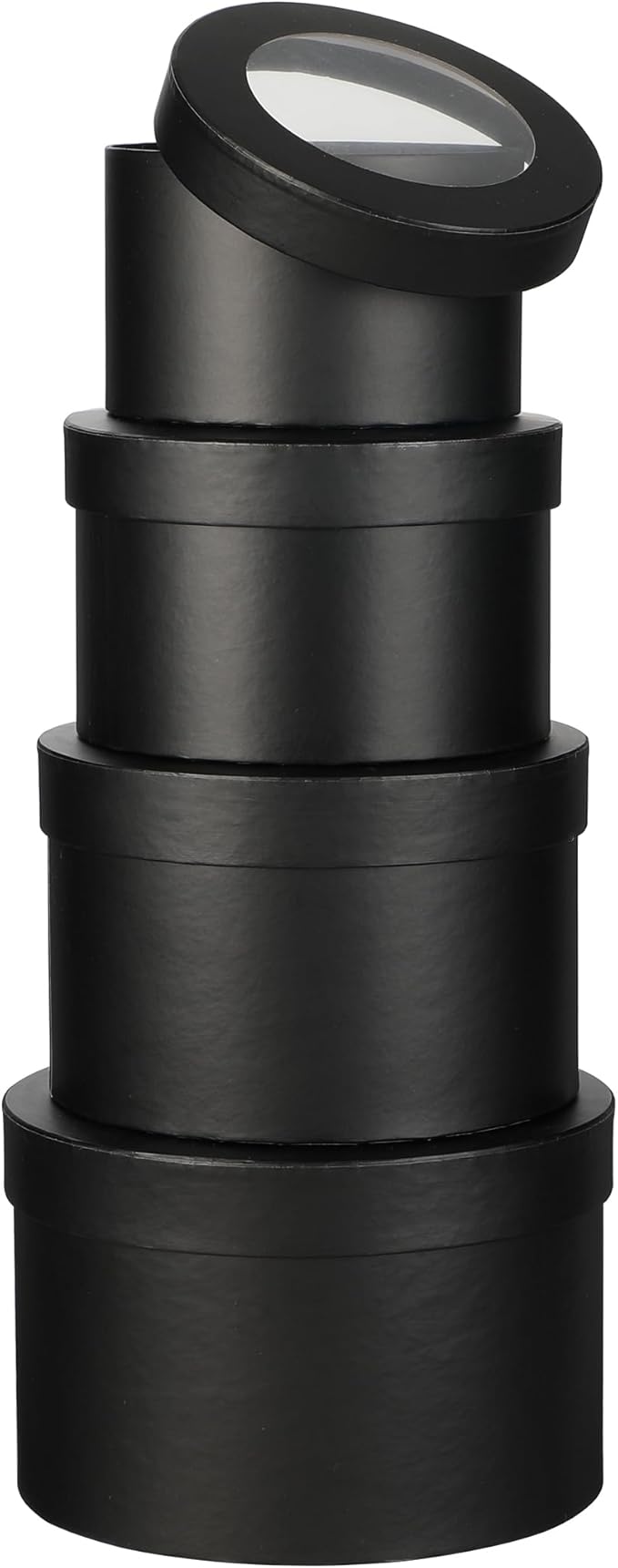 Flower Boxes for Arrangements Nesting Round Gift Boxes with Clear Lids Black Round Boxes for Flowers Set of 4 Assorted Sizes Flower Boxes for Flower Arrangements, Valentine's Day, Mother's Day,