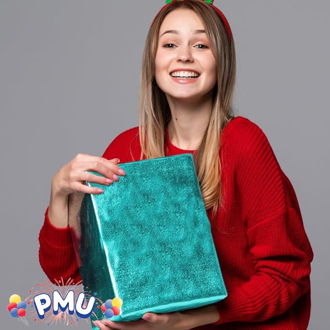 PMU (2 Gift Wrap Mylar Roll Metallic Turquoise 2-sided, 24 Inches X 25 Ft Roll 1.4 Mil Highly Reflective Mylar Film, Great for Gifts, Birthdays, Christmas, Baskets, Arts & Crafts