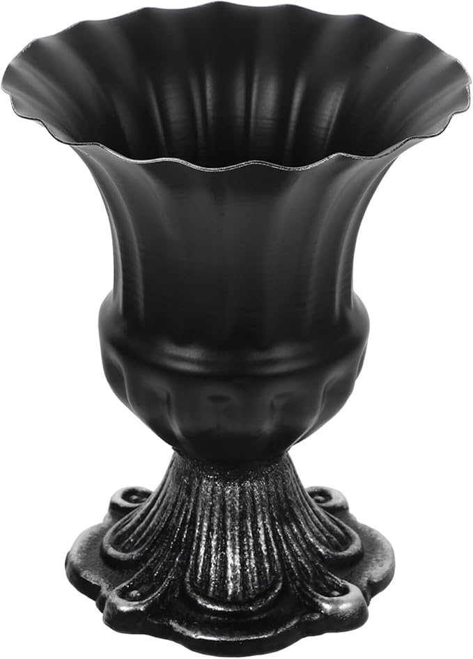 HOMSFOU Vintage Iron Trumpet Vase, Rustic Flower Holder for Centerpieces, Black Metal Floral Container for Home Decor