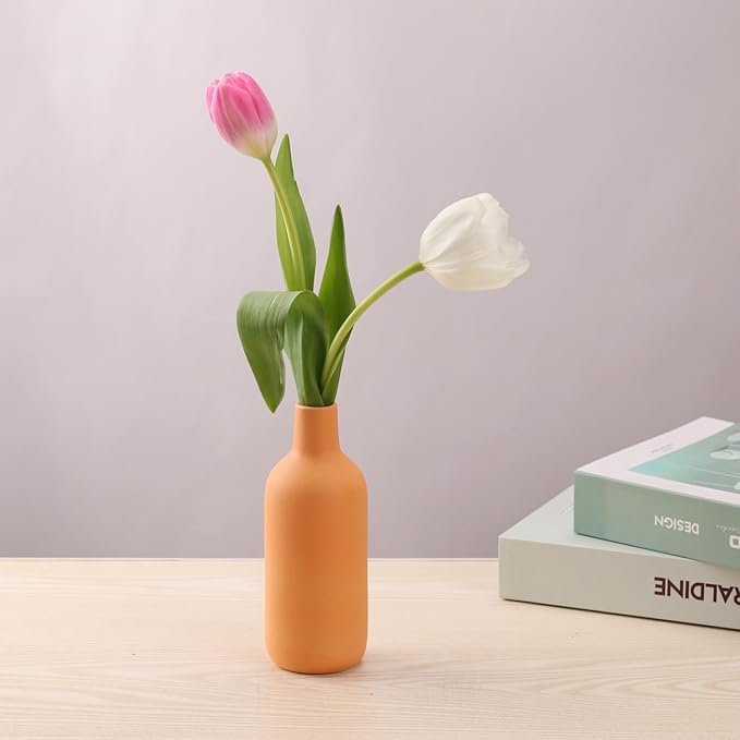 Ceramic Vase Set of 3, Modern Vase for Minimalist Decor,Aesthetic Vase Round Flower Vases for Boho Home Wedding Party Room Dinner Table Shelf Décor