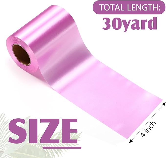 Syhood Outdoor Leaf Ribbon Floral Satin Ribbon for Crafts Aspidistra Waterproof Holiday Outdoor Decoration(4 Inch X 30 Yards,Purple)
