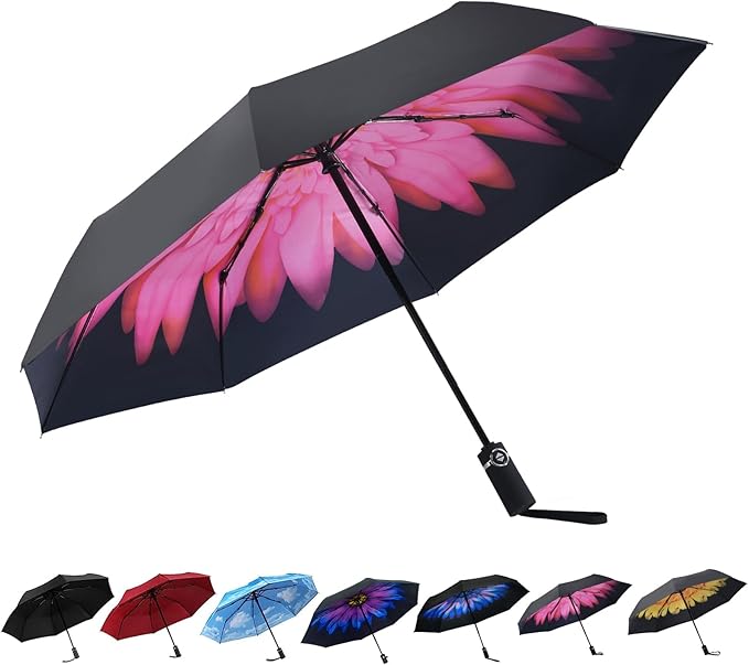 SY COMPACT Travel Umbrella - Windproof Automatic Compact Umbrella, Lightweight Waterproof Design for Backpack, Car & Purse