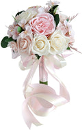 S_SSOY Wedding Bouquet Bride,Bride Bridal Bouquet Bridesmaid Artificial Flowers for Ceremony Anniversary Party Bridal Shower Decoration Wedding Bouquets (Pink)