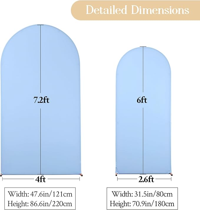 Blue White Arch Backdrop Cover Set of 2 Spandex Arch Covers 7.2 and 6ft Arch Covers Stretchy Backdrop Wedding Arch Stand Cover Bridal Baby Shower Birthday Party Arch Photo Backdrop