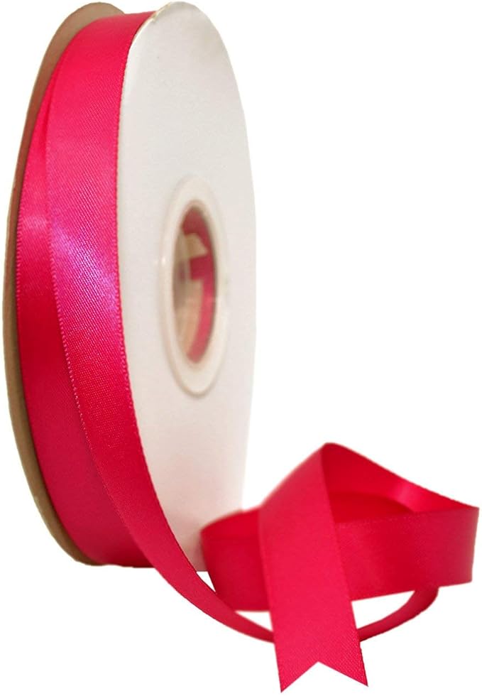 Morex Ribbon Double Face Satin Ribbon 3/8" X 50 YD Azalea Ribbon for Gift Wrapping, Birthday Gift Cards, Satin Dress for Women, Silk Ribbons for Crafts, Wedding Gifts for Couple
