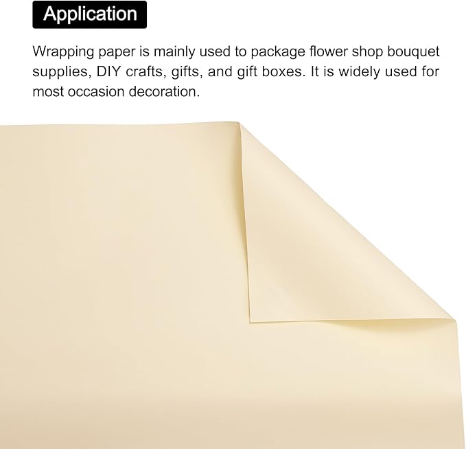 MECCANIXITY Pearlescent Film Flower Wrapping Paper 22.8x22.8 Inch Waterproof for DIY Crafts, Gift/Gift Box Packaging Cream Color Pack of 20