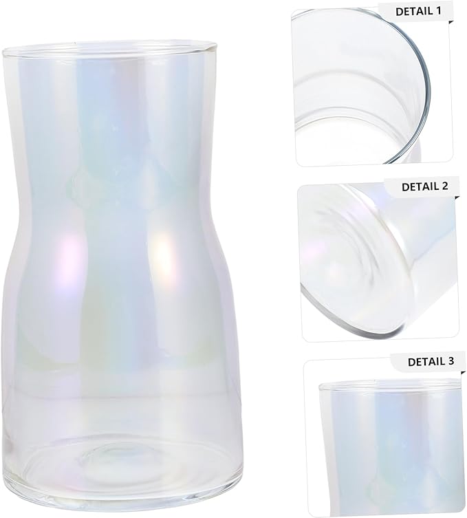 Alipis Transparent Iridescent Glass Vase for Hydroponic Flower Arrangements DIY Decorative Floral Holder for Home Office and Exhibition Display Odorless Material