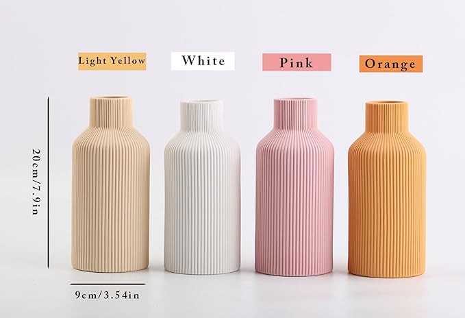 White Ceramic Flower Vase,Minimalist Modern Home Decoration,Small Pampas Grass Vases for Decor,Table,Shelf Bookshelf Decorative,Mantel,Entryway Decor and Centerpieces(8 in)