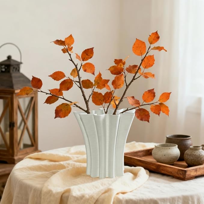 Contemporary White Ceramic Vase, Abstract Irregular Shape Sculptural Accent for Home Decor, Modern Artistic Centerpiece for Coffee Table or Bookshelf
