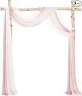 Ling's Moment Wedding Arch Draping Fabric 3 Panels 20Ft Chiffon Fabric, Sheer Hanging Drapes Arrangement for Wedding Ceremony Backdrop Outdoors Party Swag Home Decor (Dusty Rose & White & Blush)