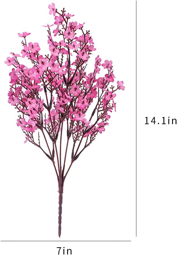6PCS Artificial Baby Breath Flowers Fake Silk Real Touch DIY Floral Bouquets Decor Wedding Party Decoration Arrangements(Pink)