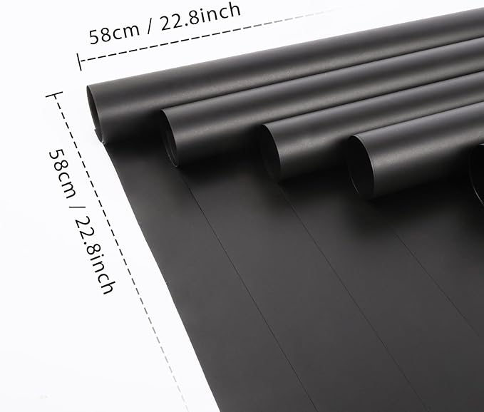 FUHITIM 20 Sheets Flower Wrapping Paper - Waterproof Floral Bouquet Packaging Paper for DIY Crafts，Florist Supplies Packaging Paper for Wedding Birthday Gift (Misty Black)