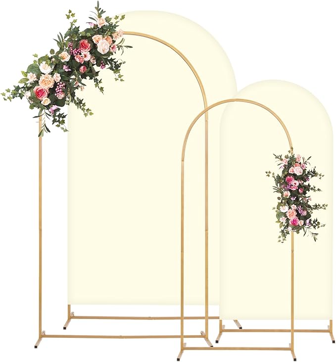 Metal Arch Backdrop Stand and Cover Set, 8FT, 6.6FT Party Backdrop, Easy to Assemble, Backdrop Stand for Parties, Birthday, Baby Shower